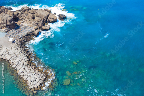 Paphos Cyprus beach waves hitting the rocks  © Valentinos Loucaides