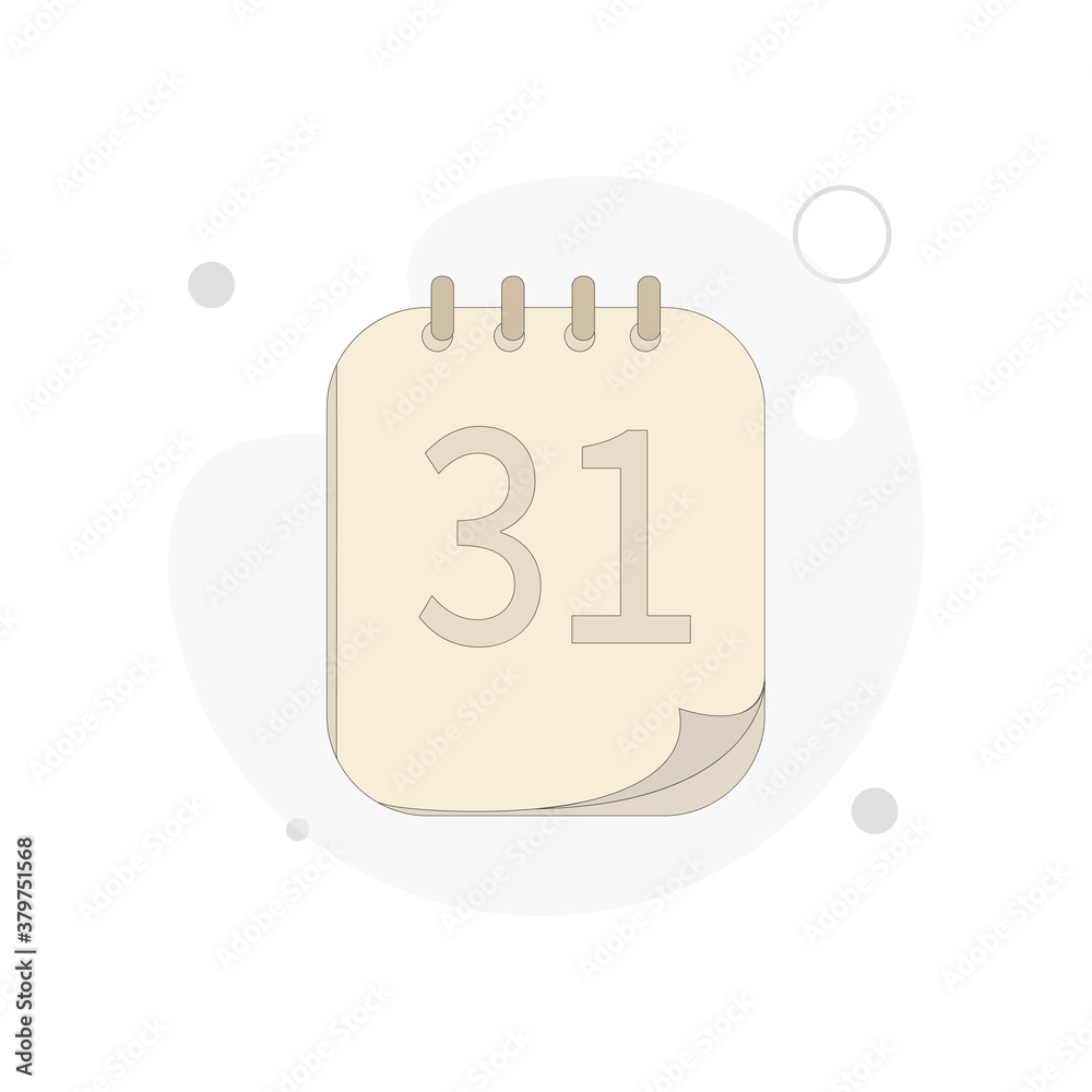 calendar Icon. end of month vector flat illustration on white background calendar Icon. end of month vector flat illustration on white background