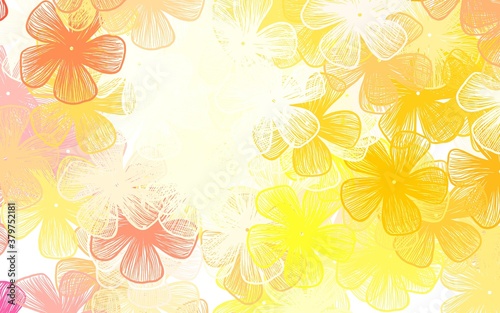 Light Red, Yellow vector doodle pattern with flowers