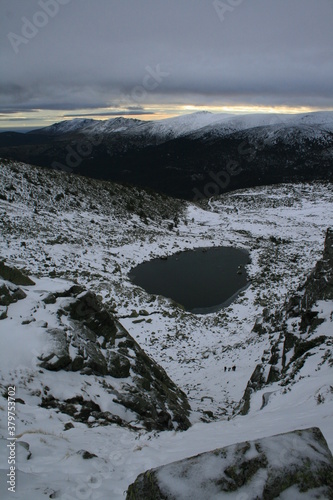 Peña lara large lagoon at dawn photo