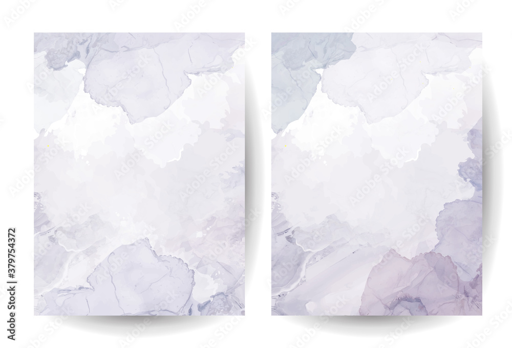 Mauve purple watercolor fluid painting vector design cards