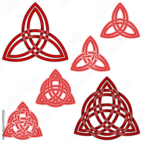 Vector illustration Wicca symbol, design of double interlaced Triquetra with circle, all on white background