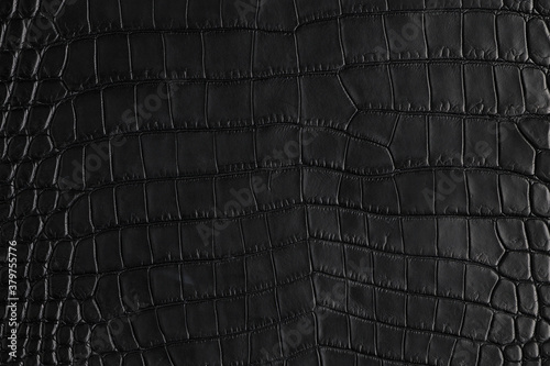Abstract background of seamless crocodile black leather texture