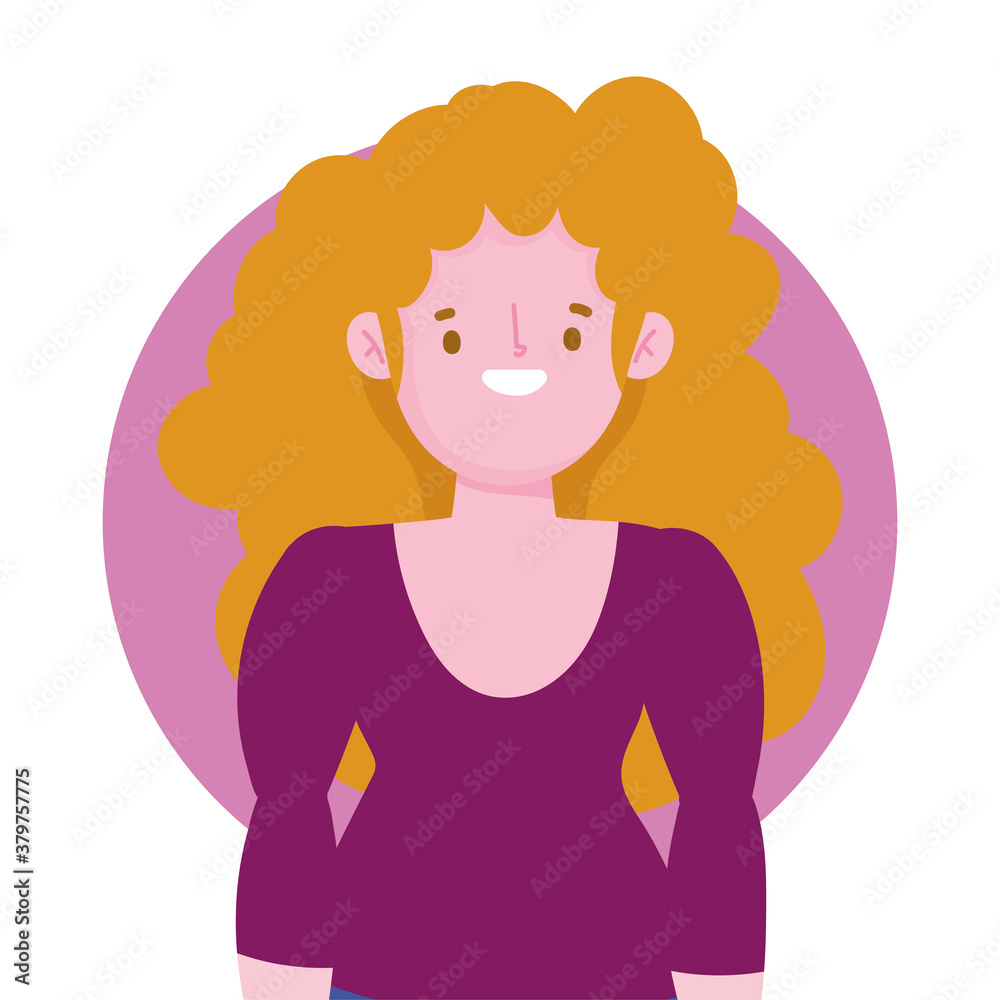 portrait cartoon woman blonde hair young female