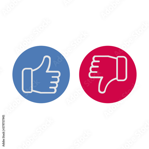 Thumbs up and thumbs down line icon logo