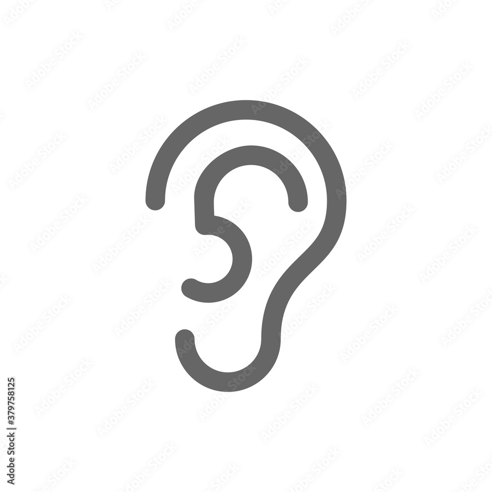 Ear Lobe Side View Outline vector icon