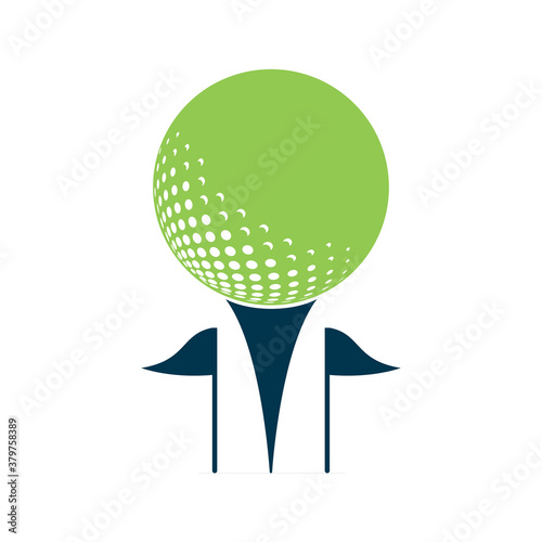 Golf logo with elements of ball design. Can be used for golf equipment companies.
