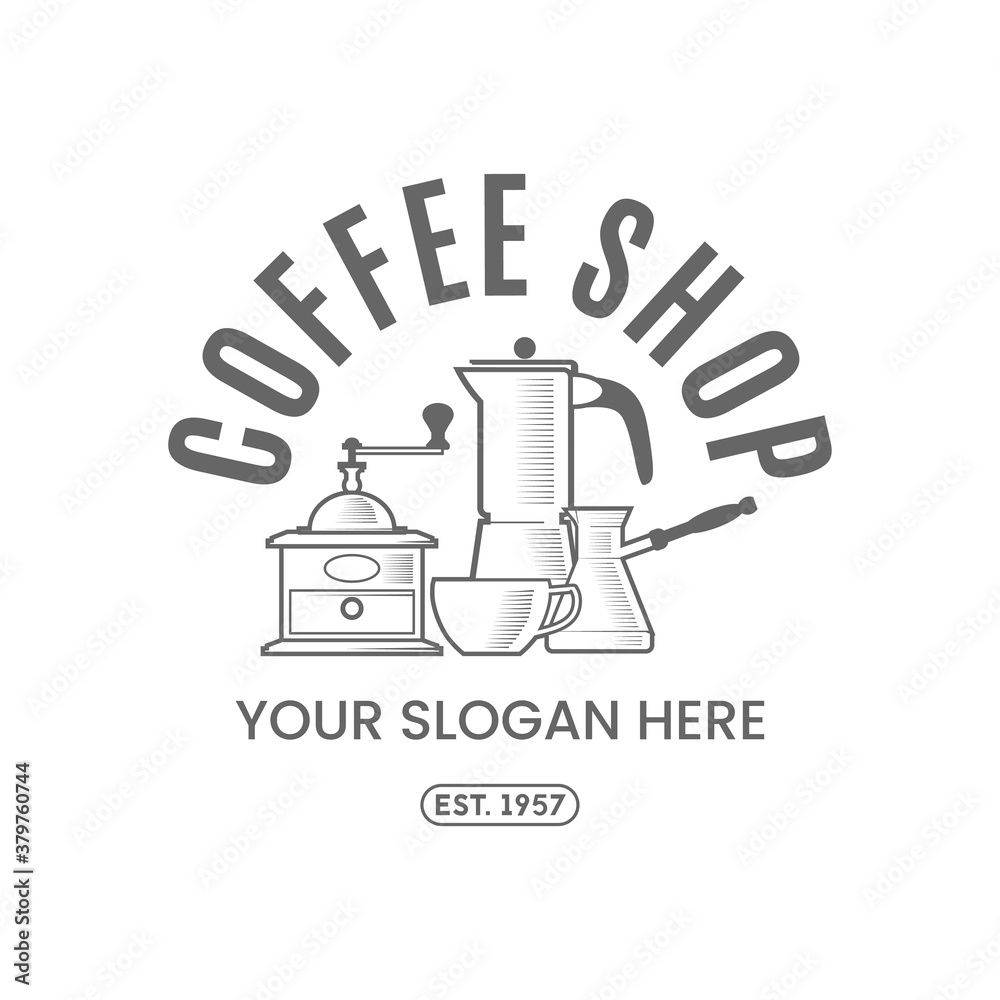 Coffee shop logo design.. Vector illustration for advertising.