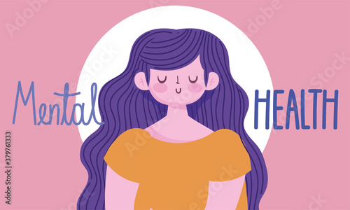 world mental health day, message text female character