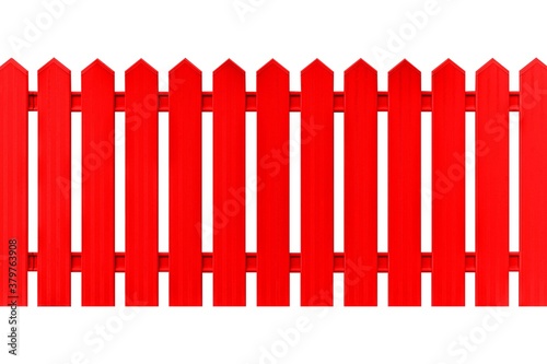 Red wood fence isolated on a white background