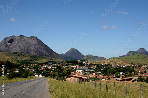 guaratinga, bahia / brazil - february 24, 2008: volcanic stone mountain is seen in the city of Guaratinga, in southern Bahia. photo