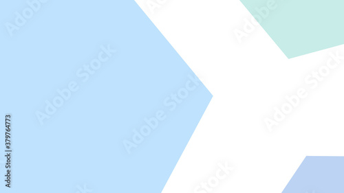 Abstract geometric blank background in trendy light pastel colors: blue and mint. Horizontal illustration.