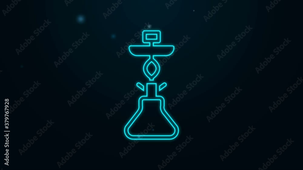 Glowing neon line Hookah icon isolated on black background. 4K Video motion graphic animation Glowing neon line Hookah icon isolated on black background. 4K Video motion graphic animation