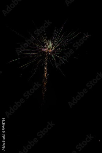 4th of July and new year Fireworks in the night sky. Firework concept background.