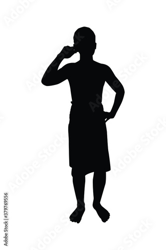 Showering man silhouette vector