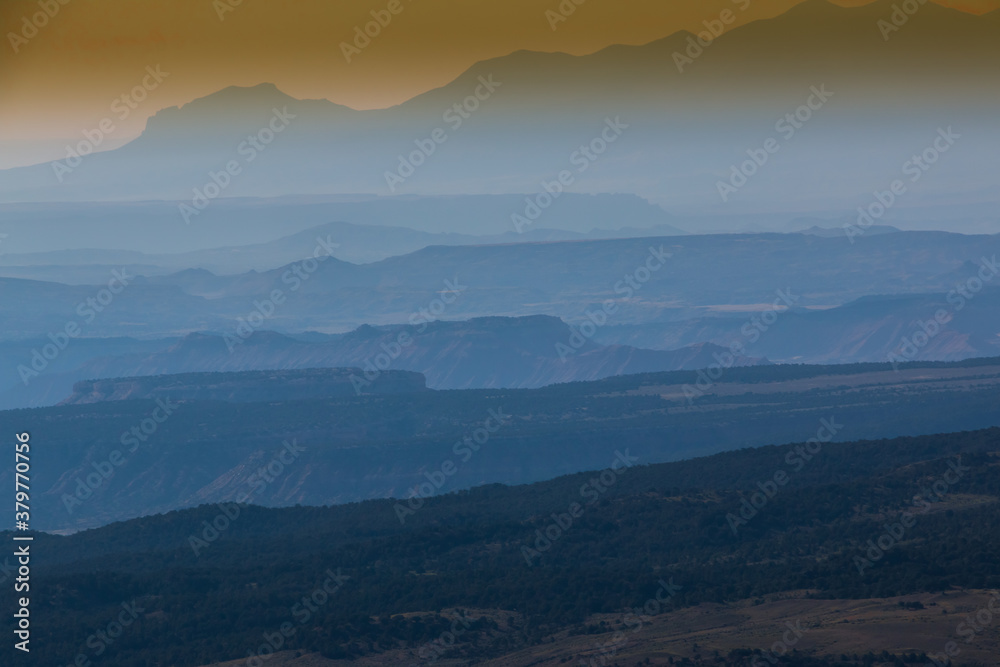 Layers of Buttes and Mesas From The  Top of Hogan Pass,Dixie National Forest, Utah, USA