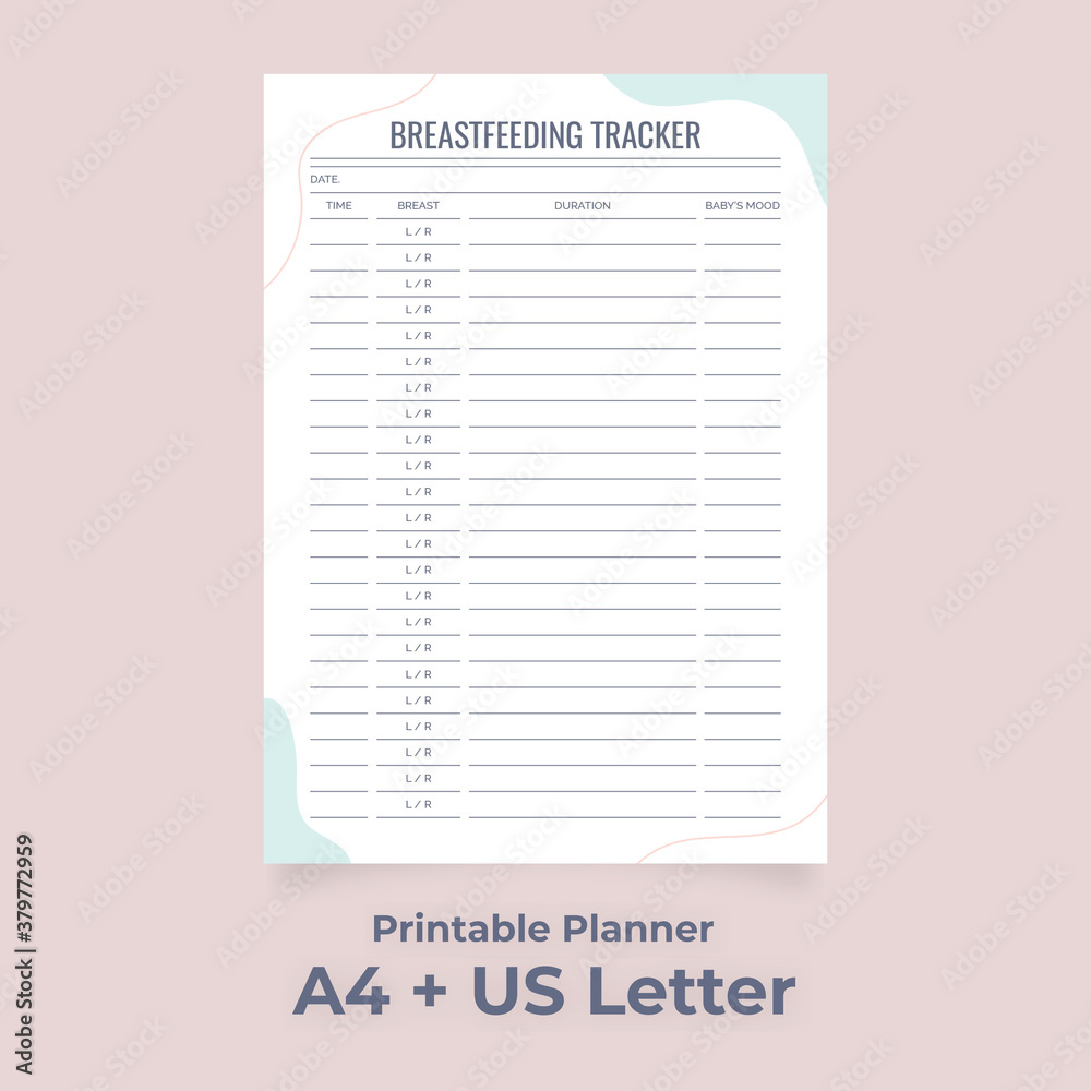 Minimalist Breastfeeding Tracker Printable Sheet, Baby Feeding Log, Nursing Planner Custom