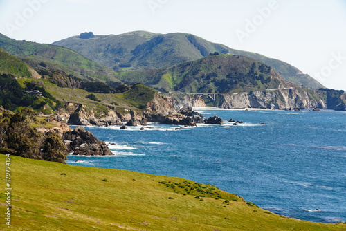 Big Sur, California.  A popular touristic destination, famous for its dramatic scenery. View from Notleys Landing viewpoint