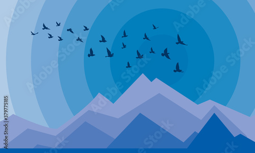 Flying birds silhouettes on white background. Vector illustration. isolated bird flying. tattoo and wallpaper background design. sky and cloud with fly bird.