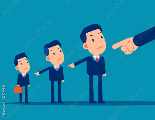 Business people team lay the blame at someone. Slander and responsibility