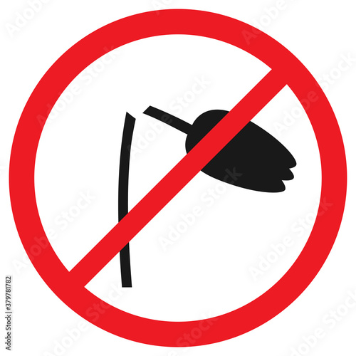 Vector stock icon that prohibits breaking, plucking flowers and plants in parks. Broken flower inside a red crossed out circle on a white background