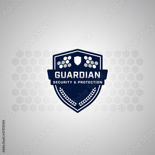 Secure and protection honeycomb safety shield logo icon symbol for security company