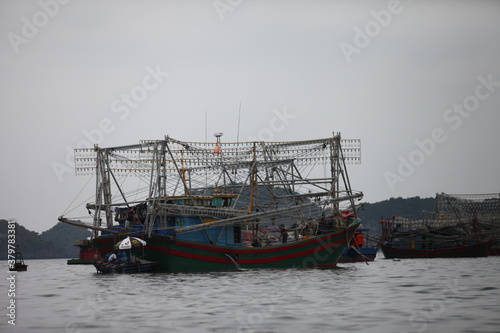 Floating Fishing Village In The Ha Long Bay. Cat Ba Island  Vietnam Asia. Cat Ba  Vietnam - March 5  2020