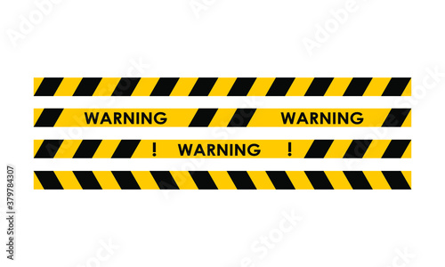 Yellow warning tape with the inscription warning, vector tape, warning