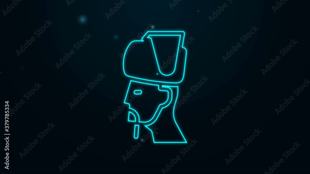 Glowing neon line Ukrainian cossack icon isolated on black background. 4K Video motion graphic animation Glowing neon line Ukrainian cossack icon isolated on black background. 4K Video motion graphic animation