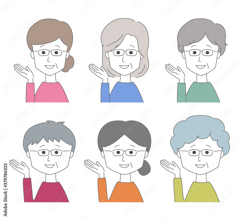 Woman wearing glasses introducing something with a smile. Vector illustration isolated on white background. Woman wearing glasses introducing something with a smile. Vector illustration isolated on white background.