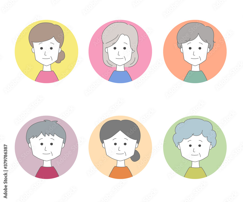Profile pictures of different middle aged women. Set of vector icon isolated on white background. Profile pictures of different middle aged women. Set of vector icon isolated on white background.