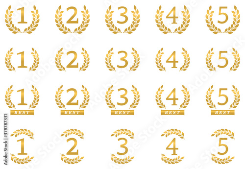 Vector number laurel wreath set : ranking,award