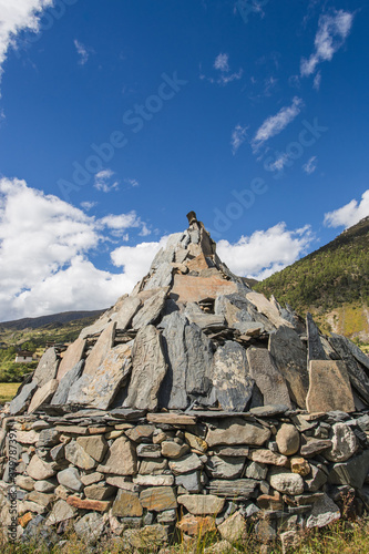 The village and Marnyi Stone in Tibet photo