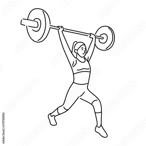 Exercise woman health. Female exercising character