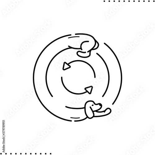 spinning dachshund, restart button vector icon in outline