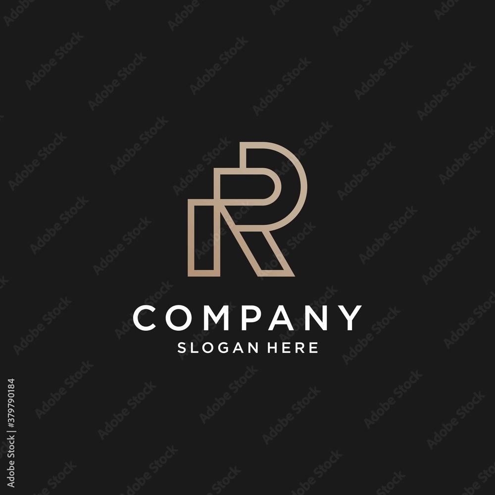 Letter R logo with combine modern shape and line art style vector part 5 Letter R logo with combine modern shape and line art style vector part 5