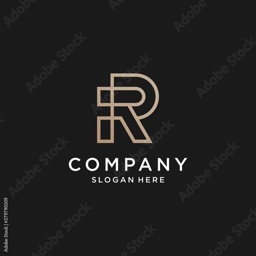 Letter R logo with combine modern shape and line art style vector part 1