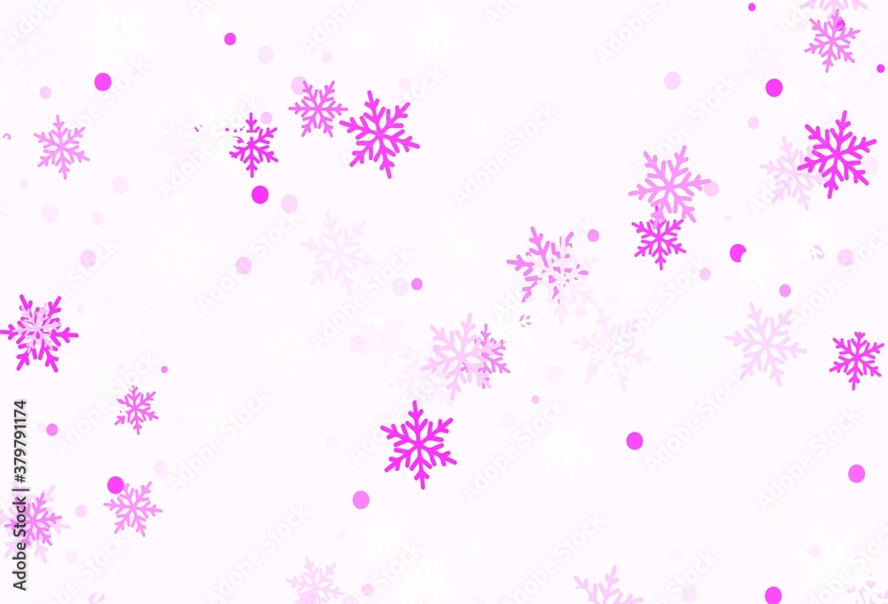 Light Purple, Pink vector template with ice snowflakes.