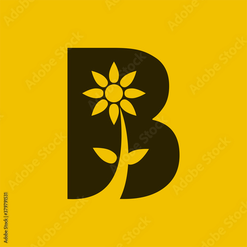 flower inside a letter B, good for florist logo