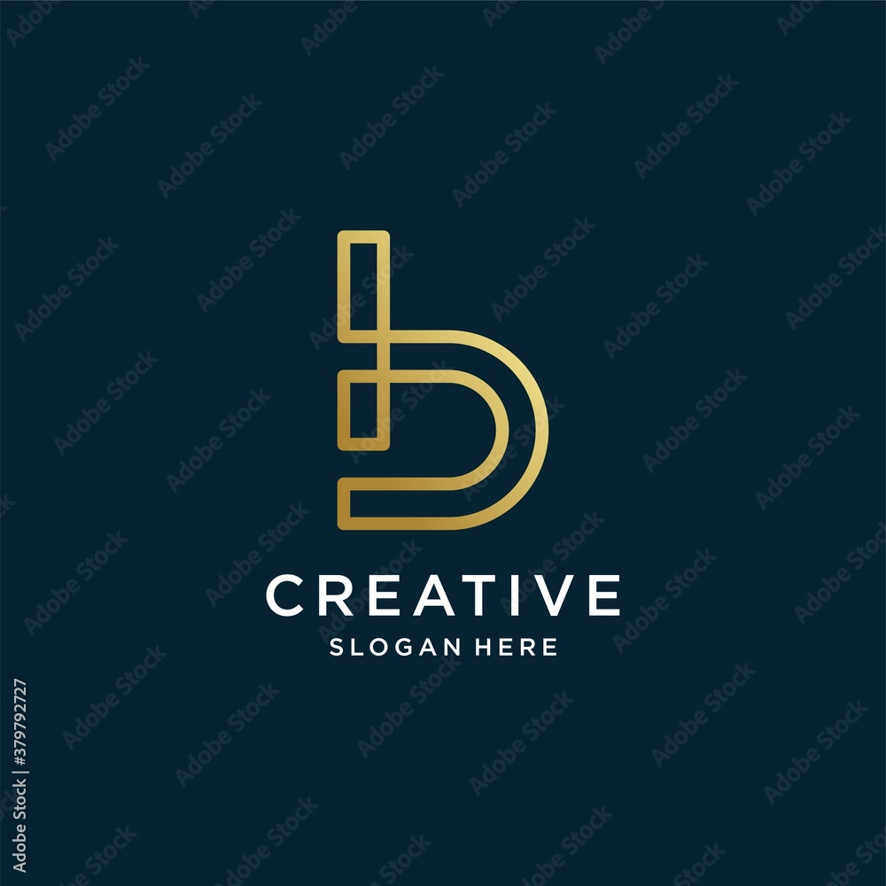 Letter B logo with modern golden shape and line art style vector part 13 Letter B logo with modern golden shape and line art style vector part 13