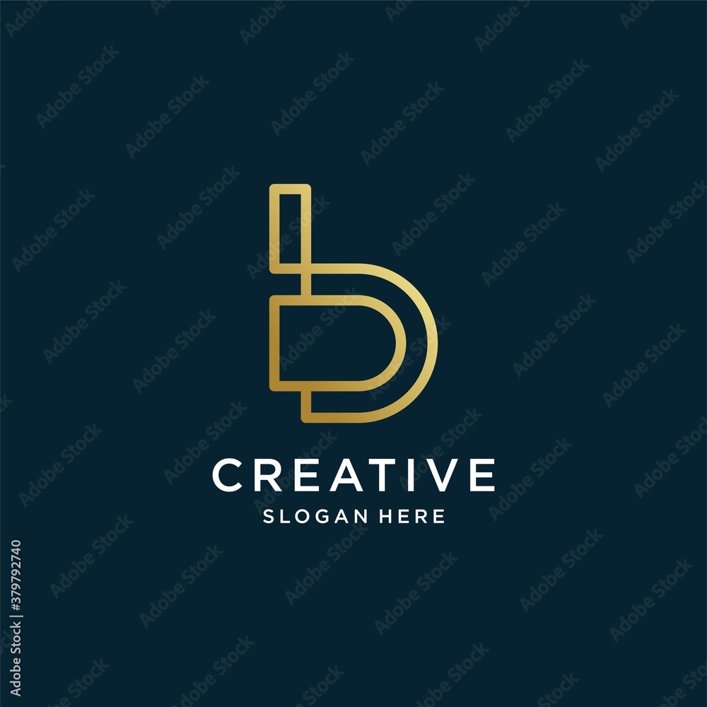 Letter B logo with modern golden shape and line art style vector part 14 Letter B logo with modern golden shape and line art style vector part 14
