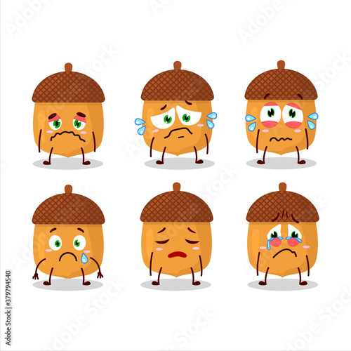 Walnuts cartoon in character with sad expression