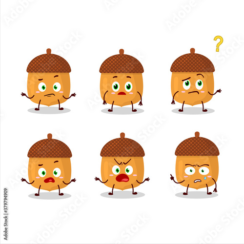 Cartoon character of walnuts with what expression