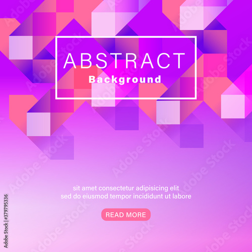 Abstract geometric shape vivid neon color magenta pink background.