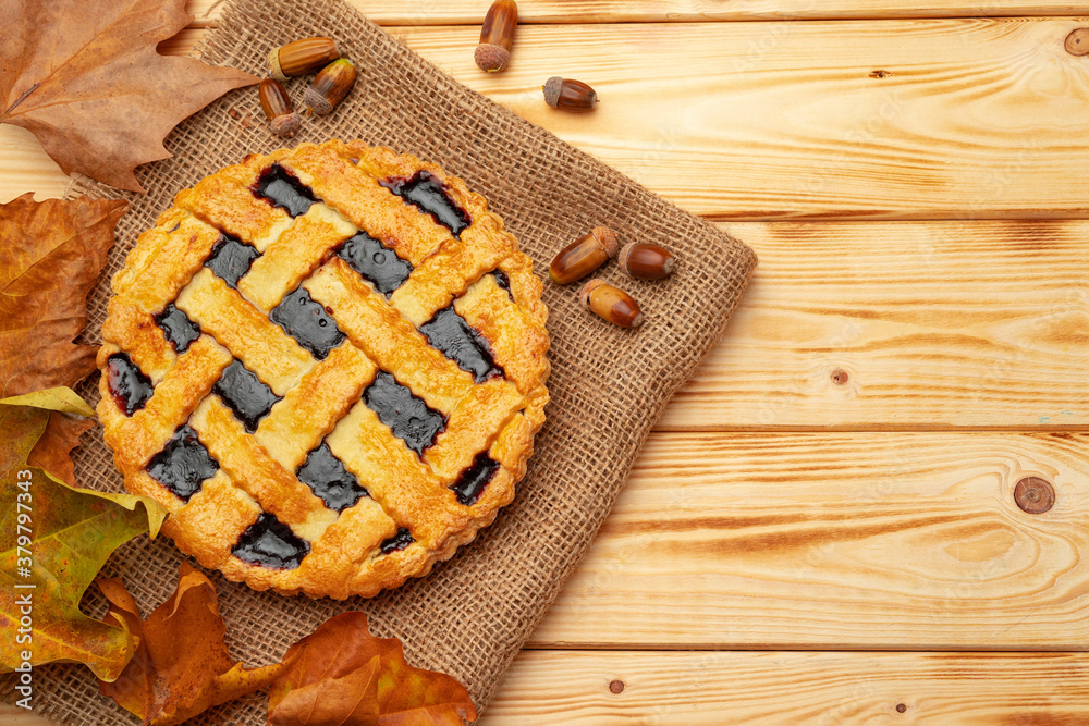 Top view of a traditional american thanksgiving pie top view Top view of a traditional american thanksgiving pie top view