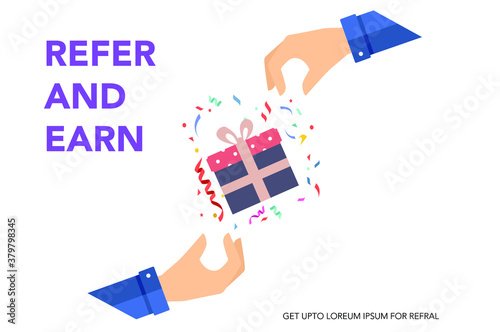 Refer and earn gift concept. Referal code concept design.