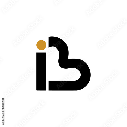 Initial letter ib or bi logo vector design template