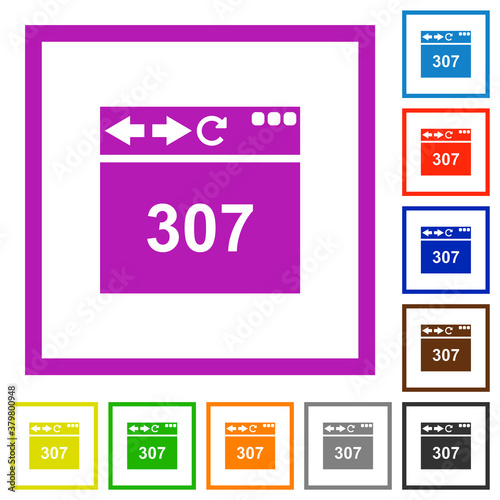 Browser 307 temporary redirect flat framed icons