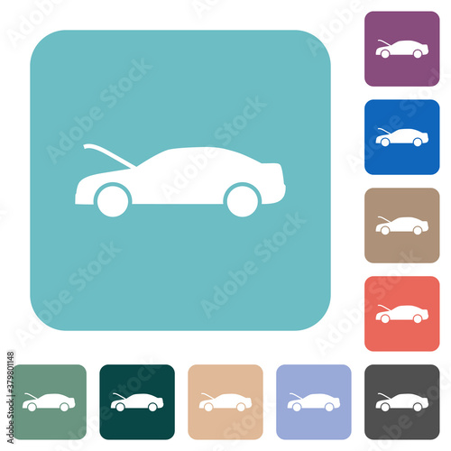 Car hood open dashboard indicator rounded square flat icons