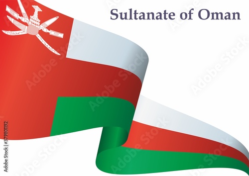 Flag of Oman, Sultanate of Oman, Bright, colorful vector illustration.